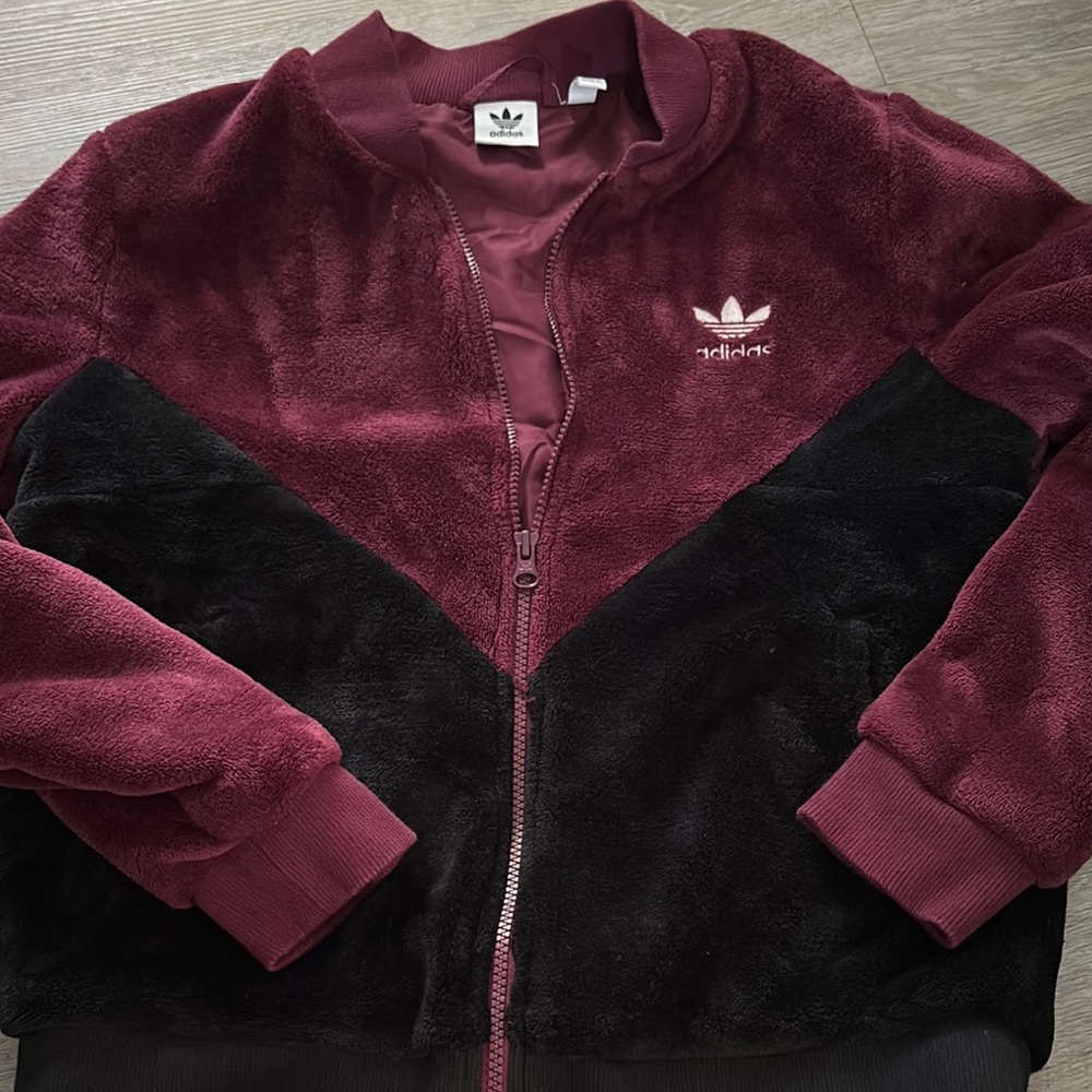 Adidas Burgundy and Black Fleece Jacket
